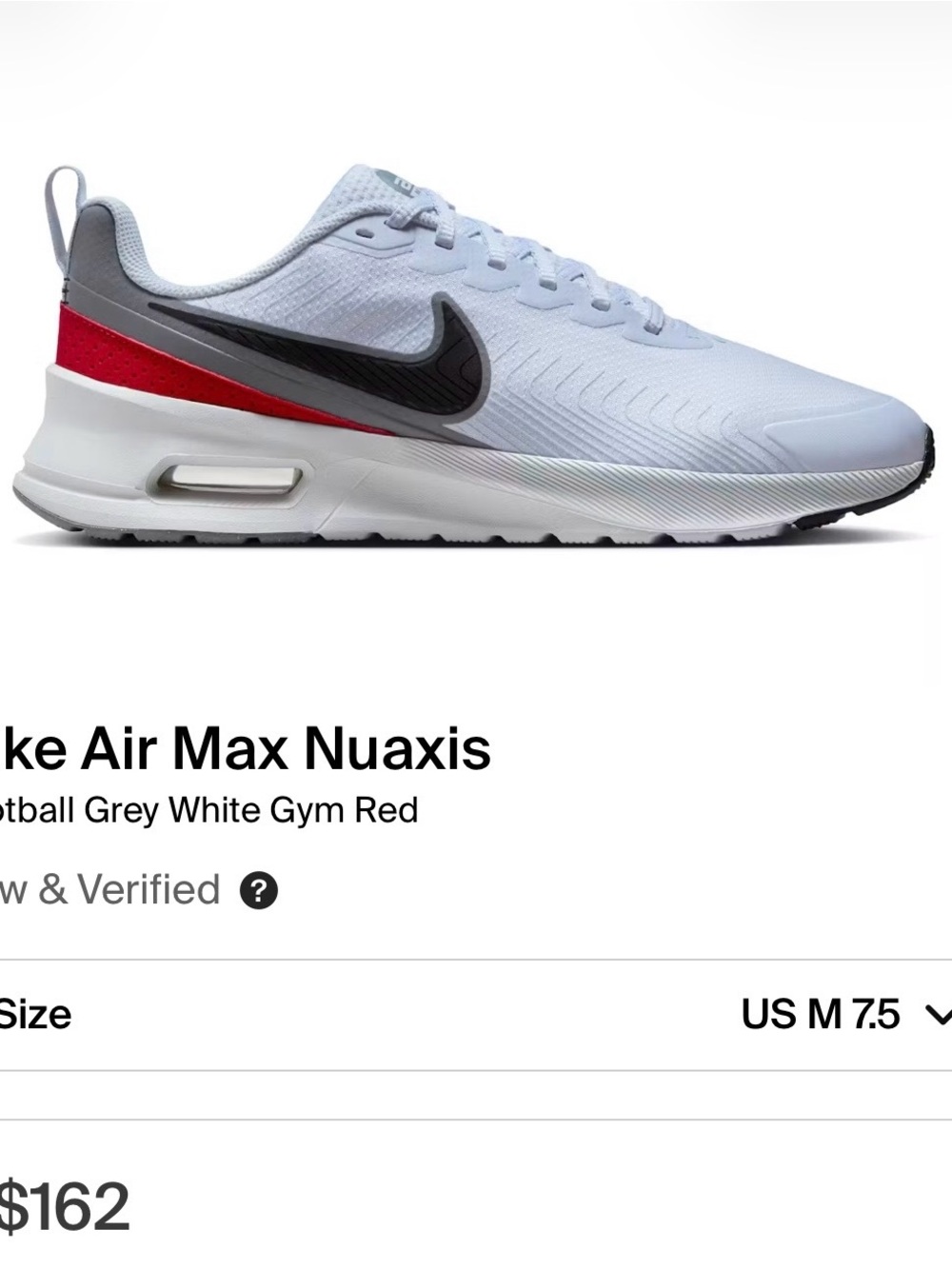 Nike Air Max Nuaxis White with Black Swoosh and Red Heel